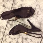 ⭐️ Nina's Brown Crystal Peep Toe Slingback Heels Pump Size 6.5 Photo 0