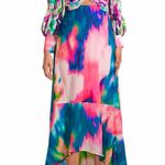 One33 Social Whimsical Watercolor Cutout Long Sleeve Maxi Dress Photo 0