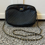 Daniella Bag Vintage Black Vegan Leather Quilted Crossbody Chain‎ Purse Photo 0