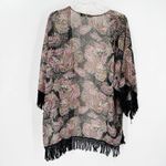 Daniel Rainn  Paisley Print Open Front Boho Fringe Cardigan Photo 5