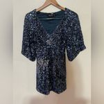 Free People  Blue Sequins Party Girl Mini Dress XS Photo 1