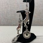 Silver Victorian Hand & Sun Dangle Ear Wire Earrings Gothic Witchy Jewelry Photo 2