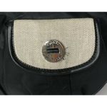 Tommy Hilfiger  Zip Top Black Vinyl Ivory Canvas Hobo Bag Purse w/ Front Pockets Photo 1