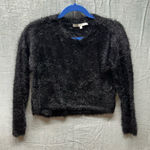 Search for Sanity Fuzzy Eyelash Knit Cropped Sweater Small Black Cozy Clubwear Photo 0