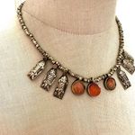 Silver tone Carnelian Tribal necklace Fish pattern Photo 1