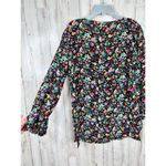 Kenzo Jeans Black Printed Silk Top 3/4 Sleeve Ruffle Cuffs Blouse EU Size 38 Photo 5