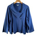 Habitat  Blue Asymmetrical Button Front Top with Wide Collar Size XL Cotton Photo 1