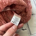 Iris  Lace Peplum Blouse Women’s L Dusty Rose Sheer Puff Sleeve Romantic Top Photo 13