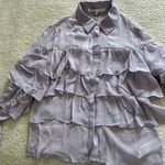 English Factory  Lavender Textured Semi Sheer Ruffle Button Down Top Blouse XS Photo 3