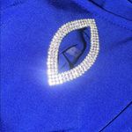 Connected Apparel NWT Stunning Royal Blue Draped Rhinestone Keyhole Neckline Midi Dress SZ-24W Photo 6