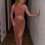 ZARA midi dress cut out fitted drapped muave casual party Photo 0