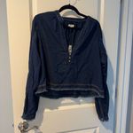 Anthropologie NWT  Pilcro Cropped Denim Peasant Blouse | S Photo 3