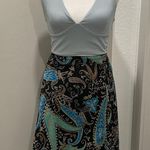 East 5th VTG 90s Black, Tan, & Blue Paisley Print Knee-Length Skirt - Large Photo 1