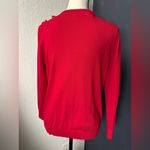 Cable & Gauge  red viscose blend cardigan sweater with floral accents Petite Large Photo 3