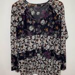 Free People  Isabelle Tunic XS Floral V Neck Long Sleeve Sheer Boho Gypsy Swing Photo 3