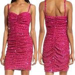 Tadashi Shoji NWT Sho By  Sequin BodyCon‎ Ruched Hot Pink Mini Dress Large $268 Photo 1