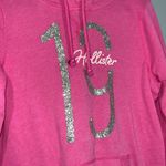 Hollister Pink With Silver Glitter “19” On Front Hoodie Kangaroo Picket Large Photo 4