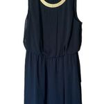 City Triangles  black sleeveless midi dress with gold hardware necklace size L Photo 0