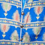 Adrianna Papell Vintage Blue Silk Botanical Leaf Printed Jacket Size 6 Photo 3