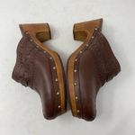 UGG  Australia Vivica Brown Leather Clogs Mules Chunky Wood Sole Woven Size 8 Photo 4