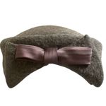 Vintage Cecile Lorraine Grey Fur Made in Italy Pillbox Hat Structured Bow Custom Gray Photo 4