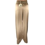 NEW SER.O.YA Tan Beige Silk Satin High Waisted Wide Leg Trousers Pants Size L Size L Photo 2