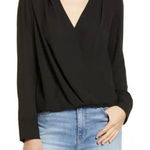 Halogen  Shirt Women 3X Black Chiffon Cross Front Long Sleeve Blouse‎ NWT Gothic Photo 0