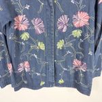 Jane Ashley  Medium Petite Top Shacket Beaded Denim Blue Embroidered‎ Button 1480 Photo 4