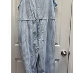Suzanne Betro SIMPLE  Women's Size 2X Blue White Striped Overall-Style Jumpsuit Photo 0