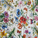 Floral Square Polyester Scarf Cottagecore Vintage Feminine Flower Garden Retro White Photo 1