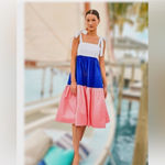 Lilly Pulitzer  Anlee Midi Dress Size 0 100% Cotton Colorblock Photo 1