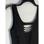 Women's Bodysuit Cutout Black Long Back Sleeveless Black Cotton Blend Medium Photo 6