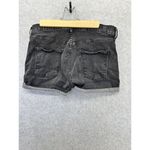 7 For All Mankind Women's Black Denim Shorts Cuffed Shorties Size 26 Dark Cotton Photo 1