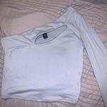 Windsor cute light blue one shoulder crop top w slit Photo 0