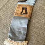 Bijorca crochet lace trim knee boot socks baby blue with ivory lace Photo 0