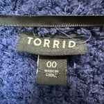 Torrid Blue Popcorn Knit Open Front Duster Cardigan Size 00/10-12 Cozy Winter Photo 3