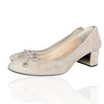 Tory Burch 9.5 Laila Suede Round Toe Block Heel Ballet Slipper Pumps Dust Storm Photo 2