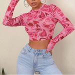 SheIn valentines heart mesh / Sheer long sleeve shirt Photo 3