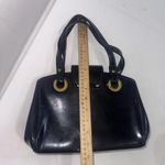 Vintage Black Patent Leather Old Money Minimalist Classic Top Handle Bag Purse Photo 9