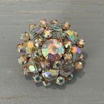 Stunning Glass Aurora Borealis Rhinestone & Beaded Vintage Brooch Multiple Photo 3