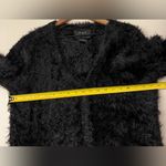 Oui fuzzy fluffy snap button V neck cardigan long sleeve black soft 8 Photo 5