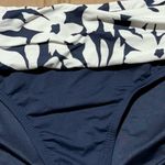 Anne cole Women’s  XL Navy & White Floral Trim Fold Over Swim Bikini Bottom NWT Photo 2