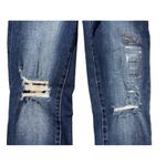 Kancan jeans Leopard Print Skinny Destressed Mid Rise Size 25 Short Blue Photo 4