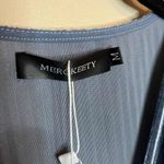 Merokeety  Long Sleeve Faux Wrap Velvet  Dress In Light Blue Photo 3