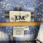 Live a Little  Blue & White Plaid Gingham Short Sleeve Button Up Blouse Top M Photo 3