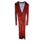 Free People Shayla Brown Boho Wrap Maxi Dress Floral Long Sleeve Thigh Slit Photo 2