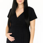 Duo Maternity Dress Size Medium Black Short Sleeve Photo 0