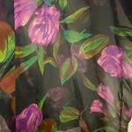 LA Intimates Womens Sheer Night Robe Kimono M Medium Floral Black Purple Green Photo 3