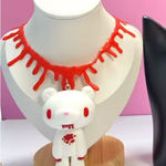 Red and White Bear Pendant Necklace Photo 0