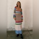 VRG GRL Verge Girl Work of Art Crochet Maxi Dress Multi size AU 8 US 4 Small Tan Photo 3